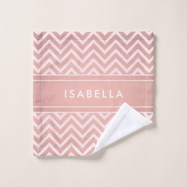 Elégant rose Chevron Motif Girly Faux Rose or (Gant de toilette)