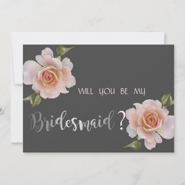 Élégant Rose Chic, Carte Floral Bridesmaid (Devant)