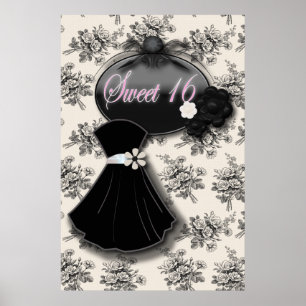 Elégant Rose de pays SWEET 16 NOIR GOWN affiche
