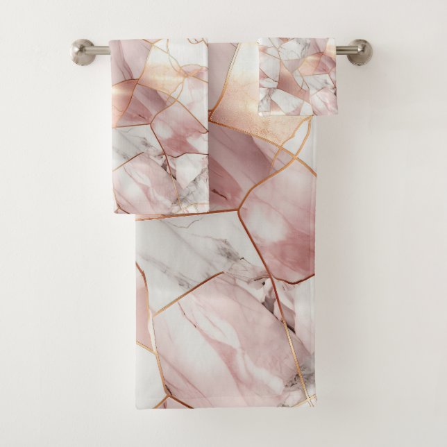 Élégant Rose de verre doré Agate de marbre Motif (En situation)