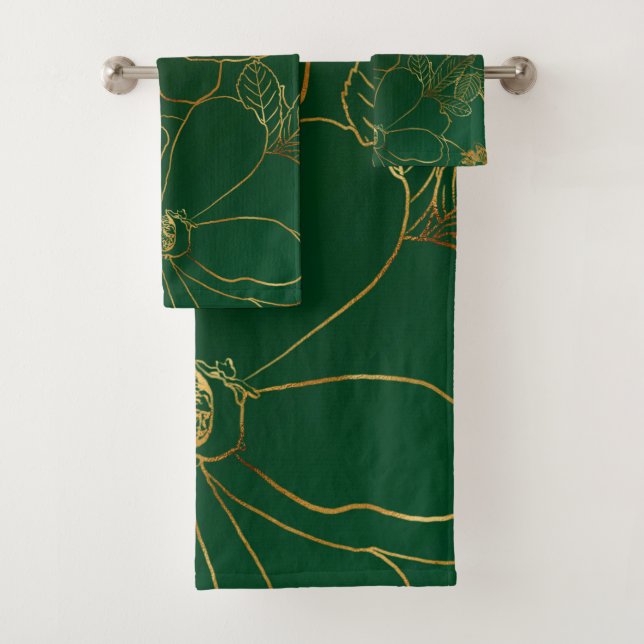 Elégant Rose d'or vert Floral Line Dessin (En situation)