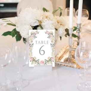 Élégant Rose Dusty Floral Mariage Numéros de table