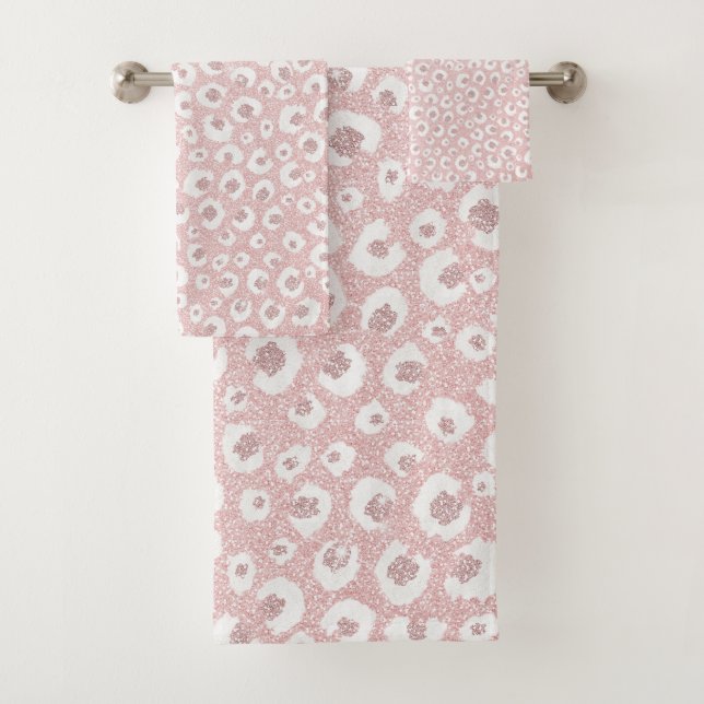 Élégant Rose Empreinte de léopard or Motif blanc (En situation)