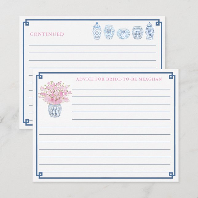Elégant Rose Et Bleu Marine Conseils Pour Carte Ma (Devant / Derrière)