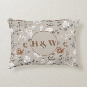 Élégant Rose et Motif de vigne Coussin d'accent