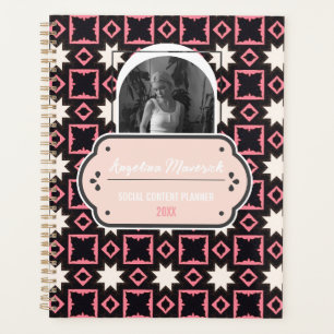 Élégant rose et noir Motif avec photo Social