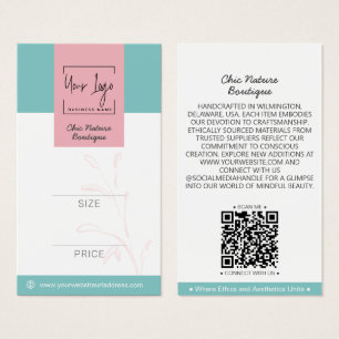 Élégant rose et Turquoise Botanique Social QR Prix