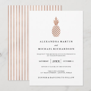 Élégant Rose Faire-part de mariage d'ananas
