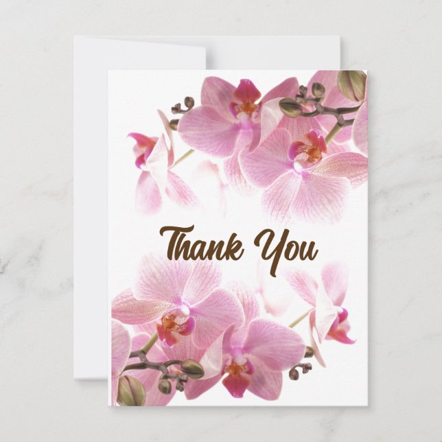 Elégant rose Fleurs Merci plat Carte de Sympathie (Devant)