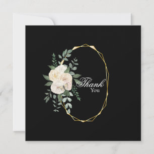 Élégant Rose Floral Black Mariage Carte de remerci