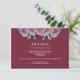 Élégant Rose Floral Mariage détails Carte de boîti