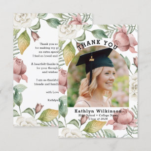 Élégant Rose Floral Photo Merci de graduation