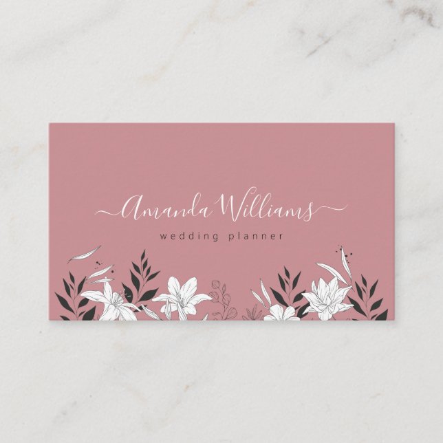 Élégant Rose Floral QR Code Carte de visite (Devant)