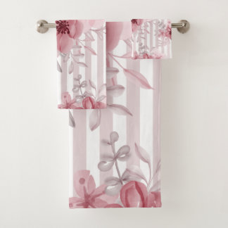 Elégant rose foncé rose floral Pinstripes Aquarell