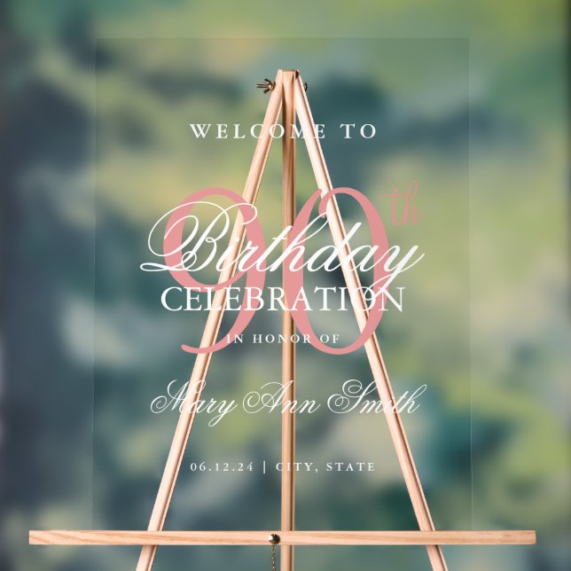 Elégant Rose Gold 90th Birthday Party Bienvenue (Neutre)