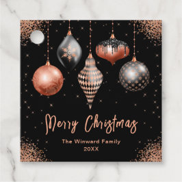 Elegant Rose Gold and Black Ornament Christmas Geschenkanhänger
