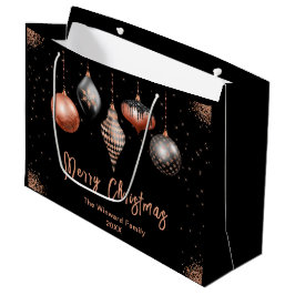 Elegant Rose Gold and Black Ornament Christmas Große Geschenktüte