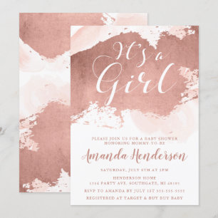 Elégant Rose Gold & Blush Baby shower Invitation