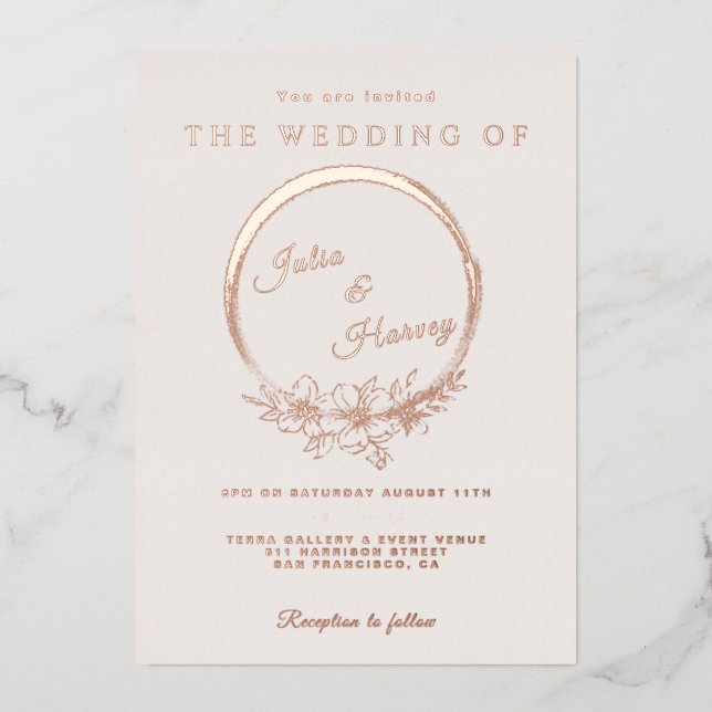 Elégant Rose Gold Blush Mariage Foil Invitation (Recto)
