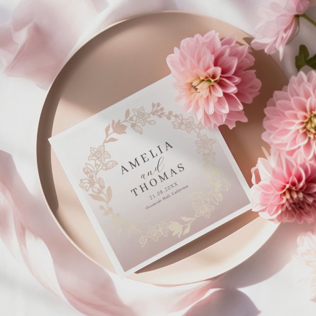 Elegant Rose Gold Botancial Wreath Wedding Serviette (Von Creator hochgeladen)