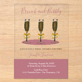 Elegant Rose Gold Brunch and Bubbly Bridal Shower Acryleinladungen