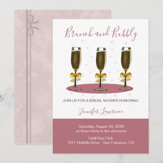 Elegant Rose Gold Brunch and Bubbly Bridal Shower Einladung