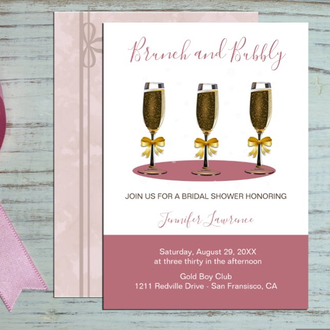 Elegant Rose Gold Brunch and Bubbly Bridal Shower Einladung (Von Creator hochgeladen)