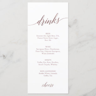 Elégant Rose Gold Calligraphy Boissons Carte Menu