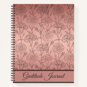 Elégant Rose Gold Carnation Gratitude Journal