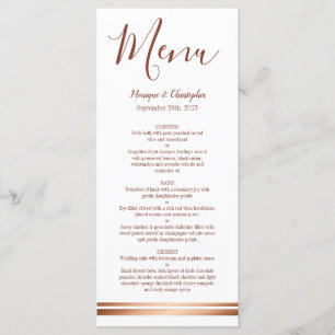 Élégant Rose Gold Cuivre Blanc Mariage Menu