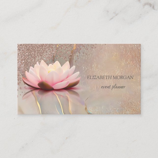  Elegant Rose Gold Diamonds Opal Lotus Visitenkarte (Vorderseite)