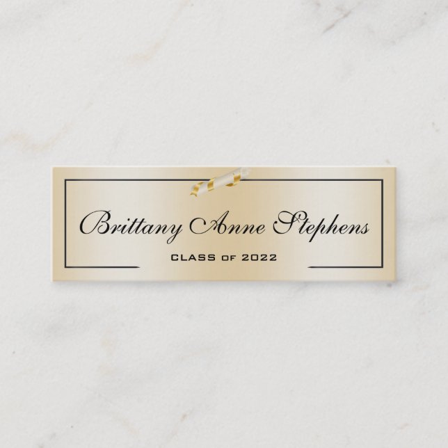 Elegant Rose Gold Diploma Name Card Insert Telefonnummerkarte (Vorderseite)