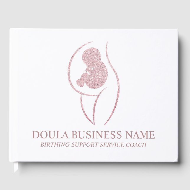 Elegant Rose Gold Doula Business Client Gästebuch (Vorderseite)
