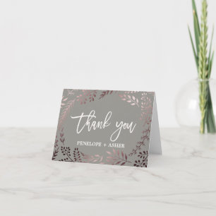 Elégant Rose Gold et Grey Mariage Carte de remerci