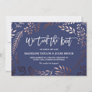Elégant Rose Gold et Navy Elopement Faire-part
