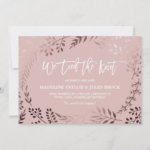 Élégant Rose Gold et Pink Elopement Faire-part
