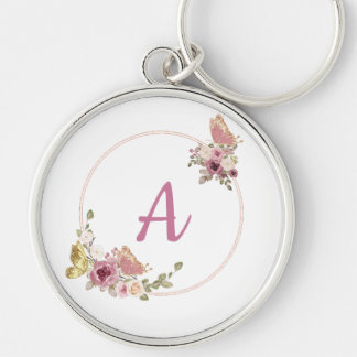 Elegant Rose Gold Floral Butterfly – Custom name Schlüsselanhänger