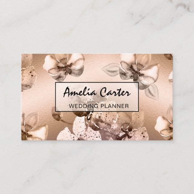 Élégant Rose Gold Floral cartes de visite (Devant)