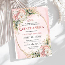 Elegant Rose Gold Floral Eucalyptus Quinceañera 