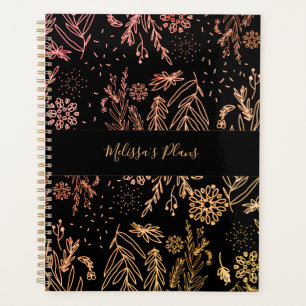 Élégant Rose Gold Floral Pattern signature