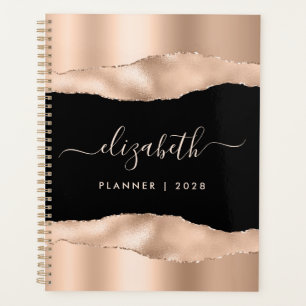 Élégant Rose Gold Foil Monogramme Noir