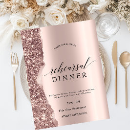 Elegant Rose Gold Glitter Script  Einladung