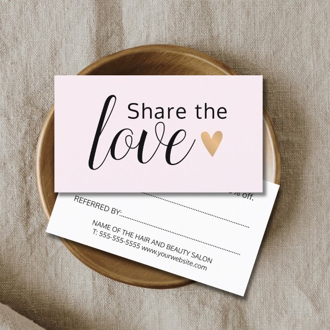 Elegant Rose Gold Heart Beauty Salon Referral (Von Creator hochgeladen)