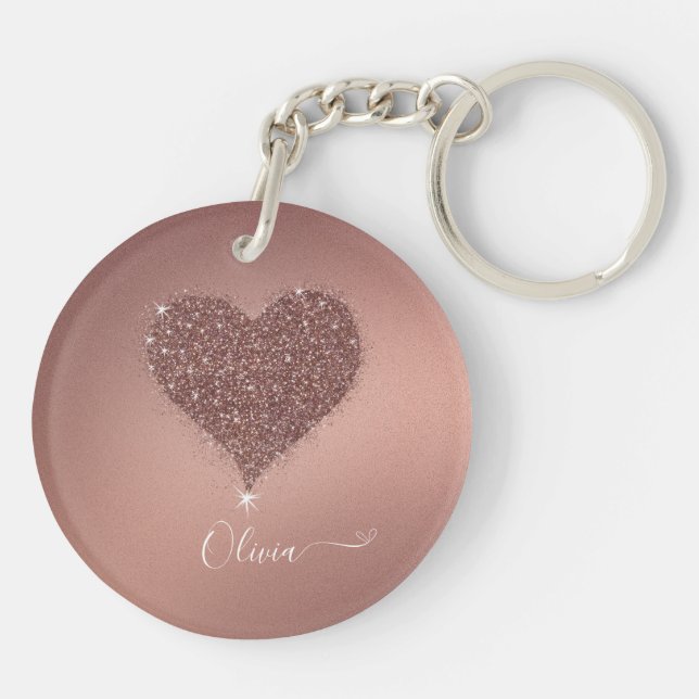 Élégant Rose Gold Heart Glittery Acrylique Porte - (Dos)