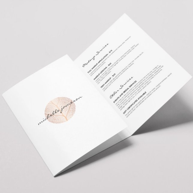 Élégant Rose Gold Leaf Logo Salon, Brochure Spa (Créateur téléchargé)