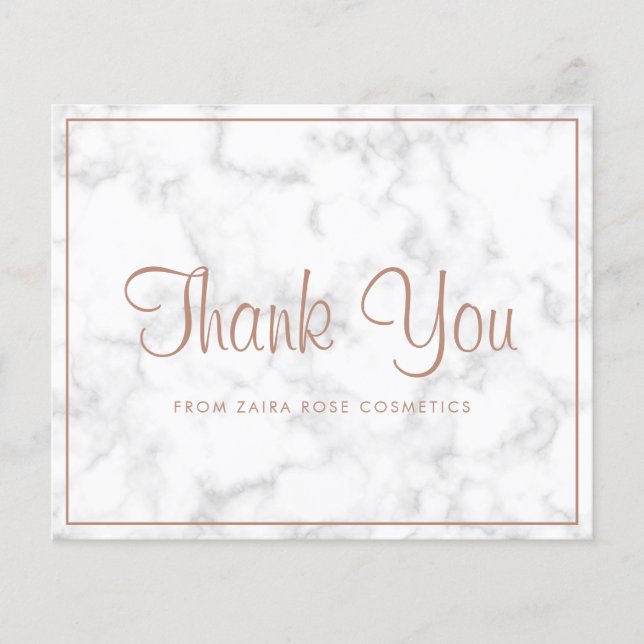 Élégant Rose Gold Marble Budget Carte de remerciem (Devant)