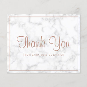 Élégant Rose Gold Marble Budget Carte de remerciem