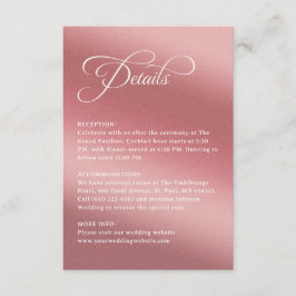 Elegant Rose Gold Modern Wedding Details Begleitkarte