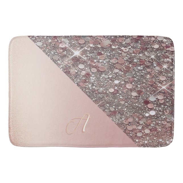 Elegant Rose Gold Monogram Badematte (Vorderseite)