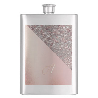 Elegant Rose Gold Monogram Classic Flask Flachmann